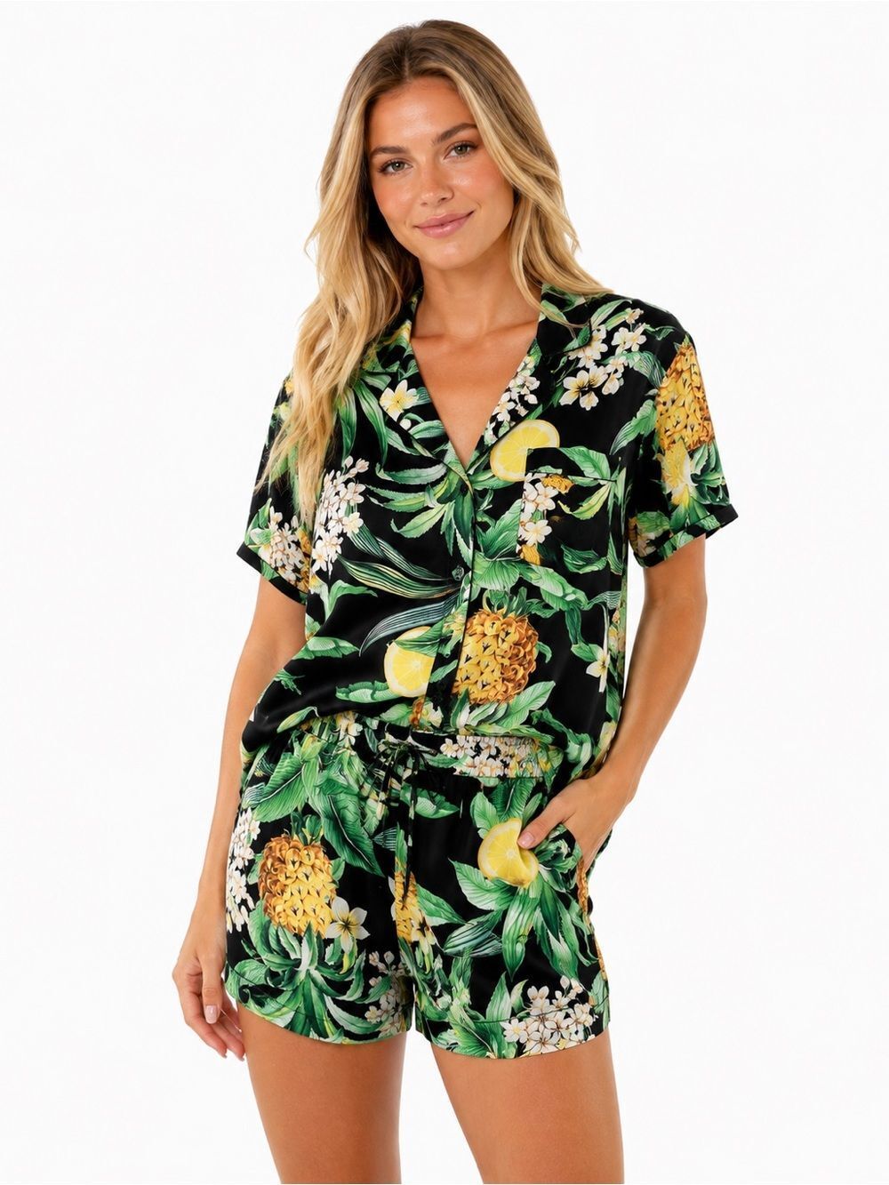 Show Me Your Mumu Tropical Pineapple Lemon Hawaiian Matching Set Size Small